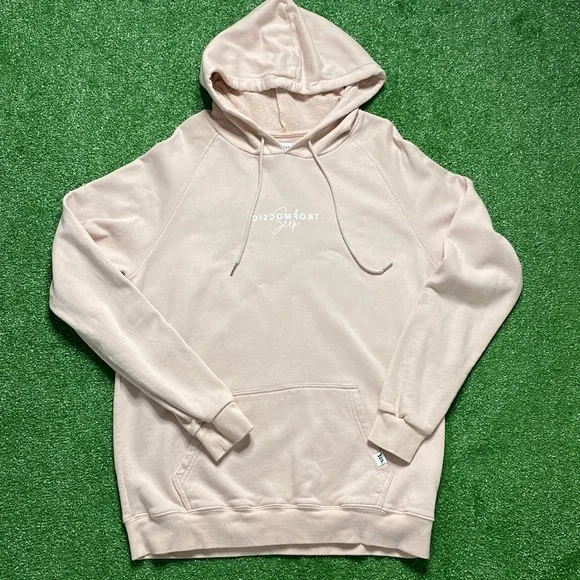 Seek Discomfort Pink Love Over Fear Pullover Hoodie Sweatshirt L